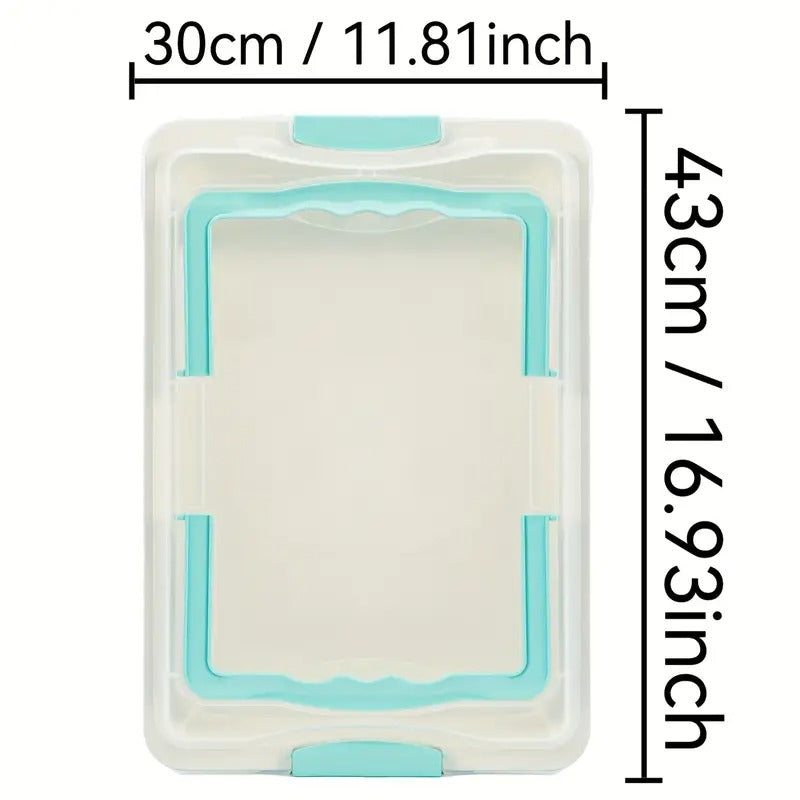 1/2pcs Baking Pan with Carry Lid Sets, Nonstick 17*12 Inch Rectangle Cake Pan, Kitchen Oven Carbon Steel Baking Tray with Wide Handles, Baking for Easy Clean Baked Easy to Picnics Party Carry, Blue