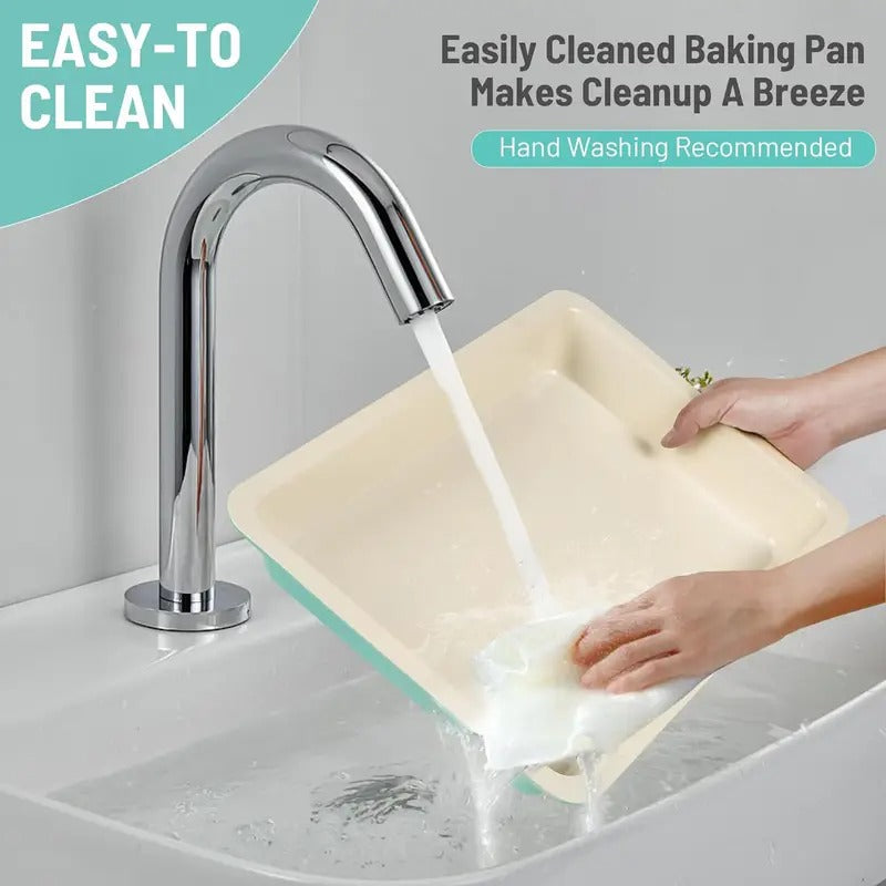 1/2pcs Baking Pan with Carry Lid Sets, Nonstick 17*12 Inch Rectangle Cake Pan, Kitchen Oven Carbon Steel Baking Tray with Wide Handles, Baking for Easy Clean Baked Easy to Picnics Party Carry, Blue