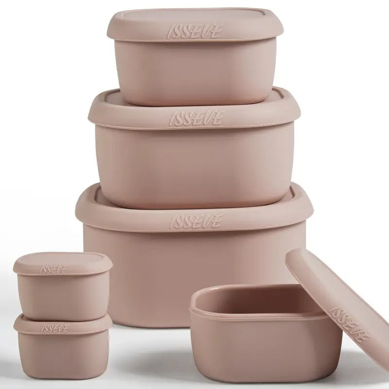 6Pcs/Set Nesting Silicone Food Storage Containers With Lids, BPA Free Reusable Meal Prep Silicone Containers Airtight, Freezer Dishwasher Safe (33.8oz, 20oz, 10oz, 6.7oz, 1.3oz)