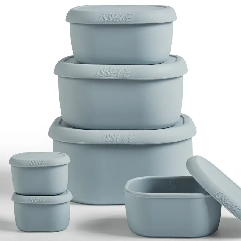 6Pcs/Set Nesting Silicone Food Storage Containers With Lids, BPA Free Reusable Meal Prep Silicone Containers Airtight, Freezer Dishwasher Safe (33.8oz, 20oz, 10oz, 6.7oz, 1.3oz)
