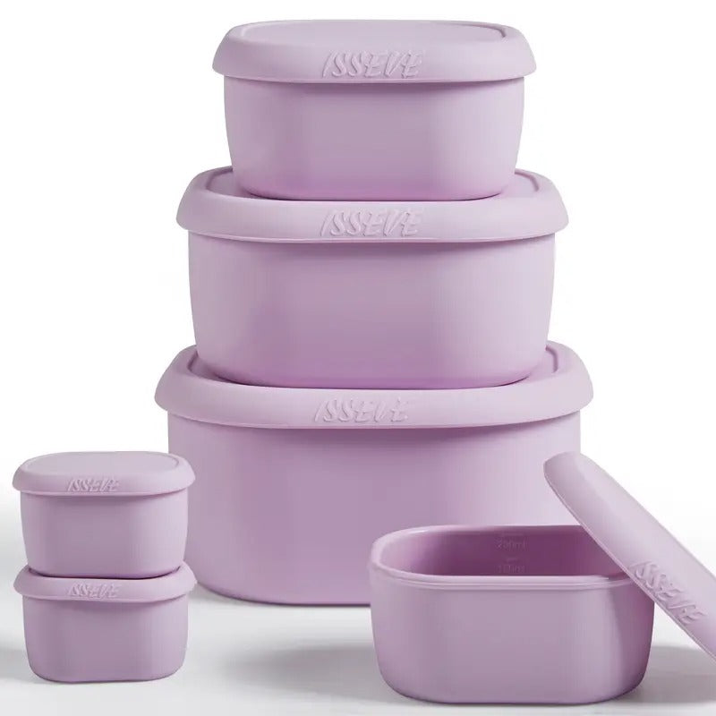 6Pcs/Set Nesting Silicone Food Storage Containers With Lids, BPA Free Reusable Meal Prep Silicone Containers Airtight, Freezer Dishwasher Safe (33.8oz, 20oz, 10oz, 6.7oz, 1.3oz)