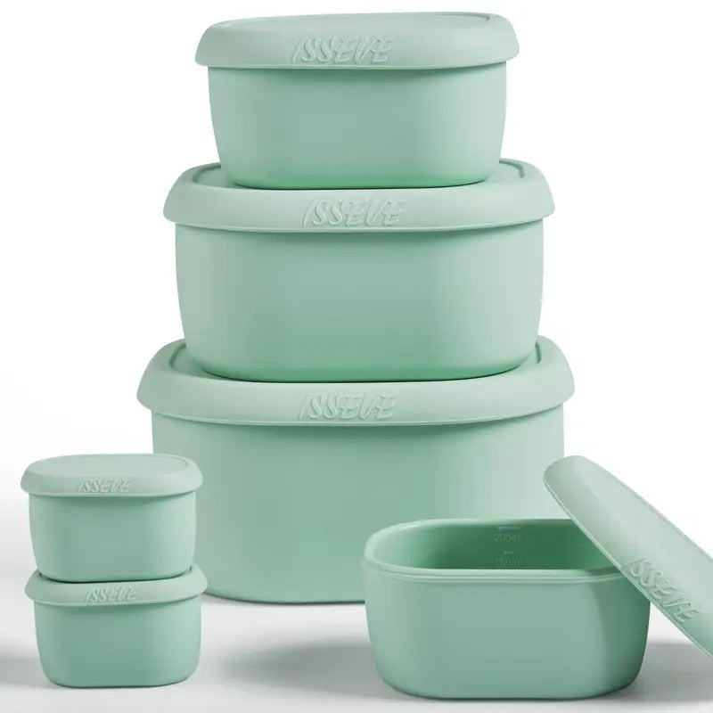 6Pcs/Set Nesting Silicone Food Storage Containers With Lids, BPA Free Reusable Meal Prep Silicone Containers Airtight, Freezer Dishwasher Safe (33.8oz, 20oz, 10oz, 6.7oz, 1.3oz)