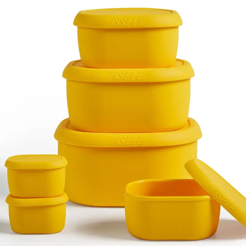 6Pcs/Set Nesting Silicone Food Storage Containers With Lids, BPA Free Reusable Meal Prep Silicone Containers Airtight, Freezer Dishwasher Safe (33.8oz, 20oz, 10oz, 6.7oz, 1.3oz)